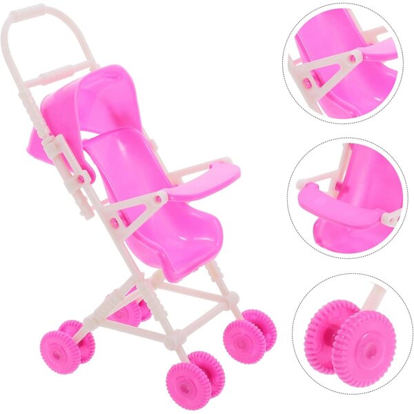 Hemobllo Pinker, leichter Miniatur-Kinderwagen für Kinder, Rollenspiele und Dekorationen