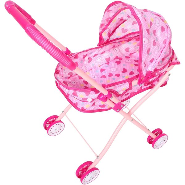 Rosafarbener Klappwagen für Puppen mit verstellbarem Griff von CHICAMPERA