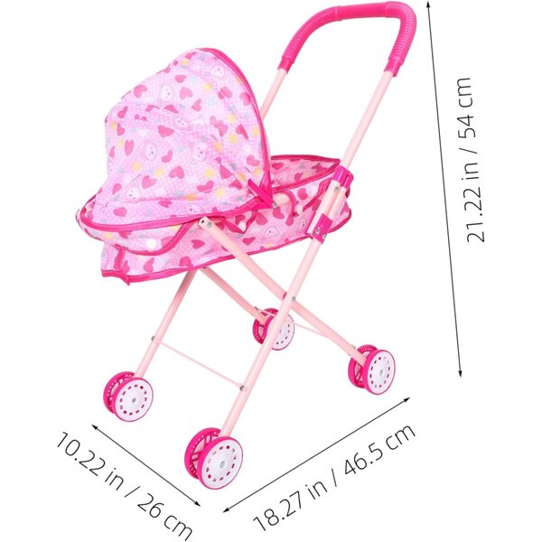 Rosafarbener Klappwagen für Puppen mit verstellbarem Griff von CHICAMPERA
