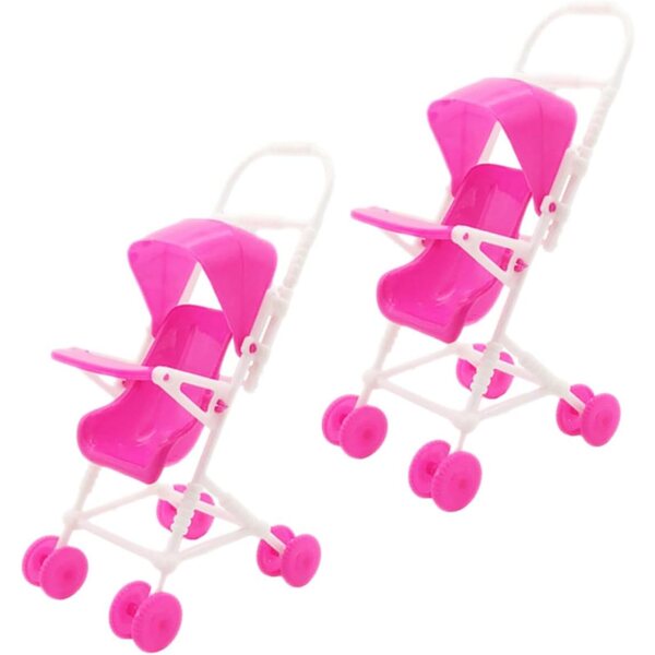 Set mit 2 widerstandsfähigen und sicheren Spielzeug-Kinderwagen für Kinder – Simulationsspiel