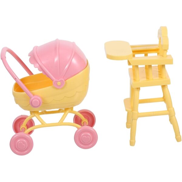 Spielzeug-Kinderwagen und Hochstuhl aus ABS für Puppenhaus – Warmhm