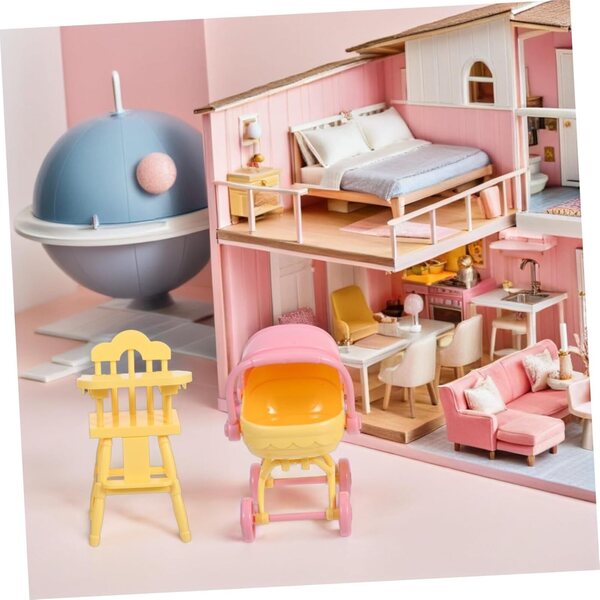 Spielzeug-Kinderwagen und Hochstuhl aus ABS für Puppenhaus – Warmhm