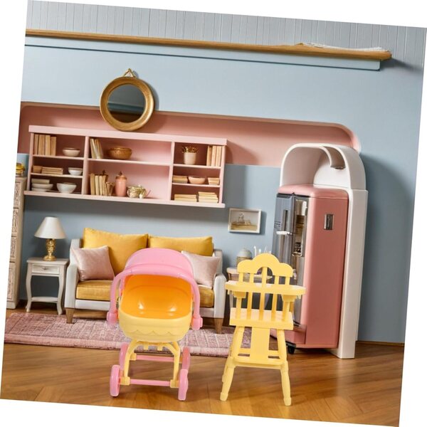 Spielzeug-Kinderwagen und Hochstuhl aus ABS für Puppenhaus – Warmhm