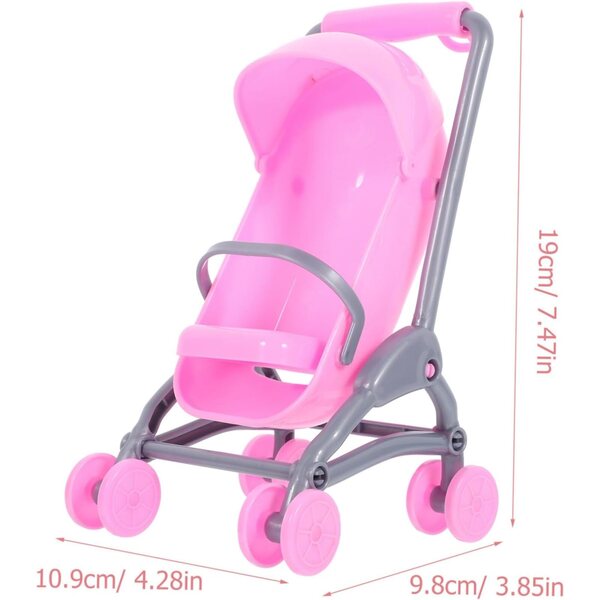 PartyKindom Mini-Spielzeug-Kinderwagen für Puppen, 2 Stück, aus rosa ABS