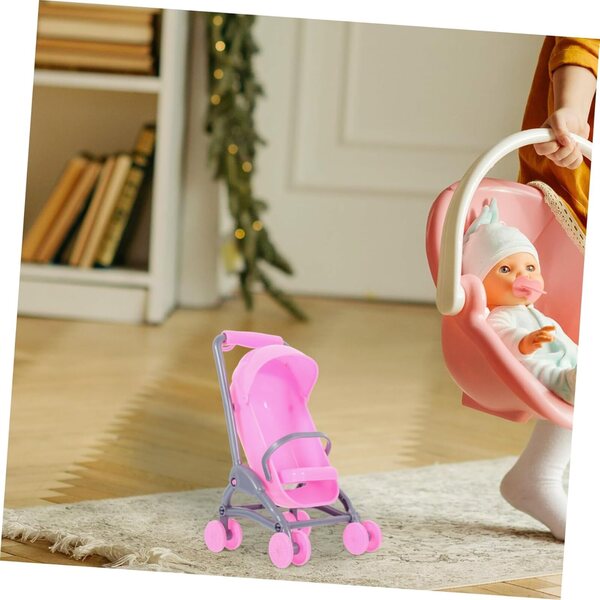 PartyKindom Mini-Spielzeug-Kinderwagen für Puppen, 2 Stück, aus rosa ABS