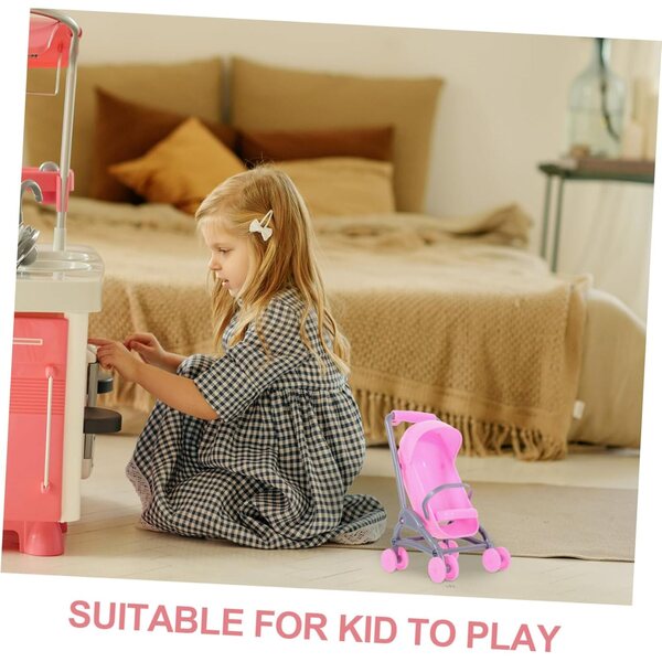 PartyKindom Mini-Spielzeug-Kinderwagen für Puppen, 2 Stück, aus rosa ABS