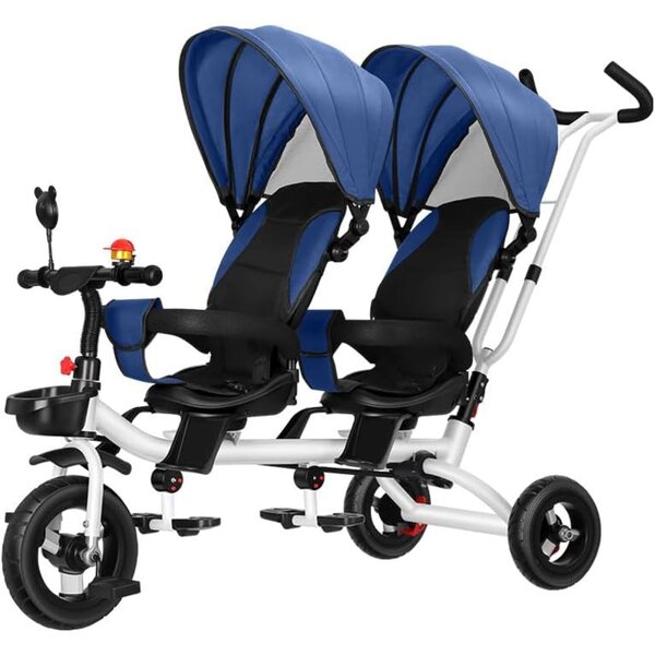 Passeggino gemellare a pedali con doppia seduta per 1-5 anni - 4 colori disponibili