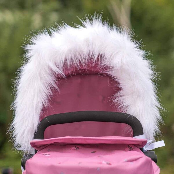 Rome Weiße Fellhaube für Puppenwagen Größe M kompatibel