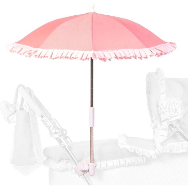 Rosa Regenschirm für den Kinderwagen Roma Annie – Sonnenschutz für Puppen