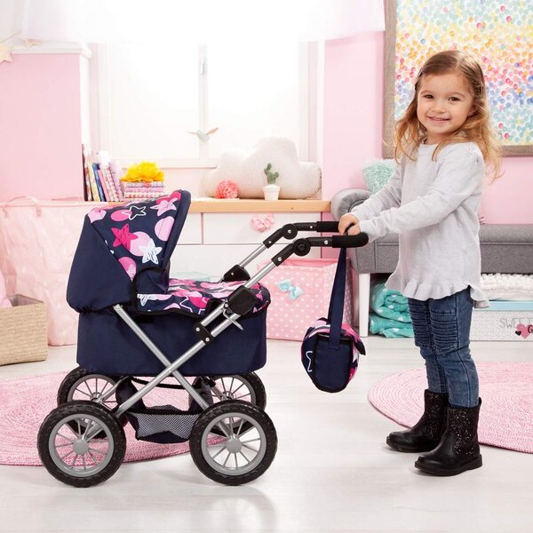 Bayer Design Trendiger Puppenwagen mit verstellbarem Lenker und Tasche