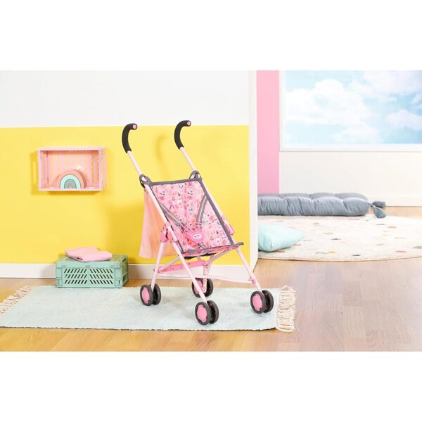 BABY born Pink faltbarer Kinderwagen mit Tasche für Puppen bis 43 cm – 3+ Jahre