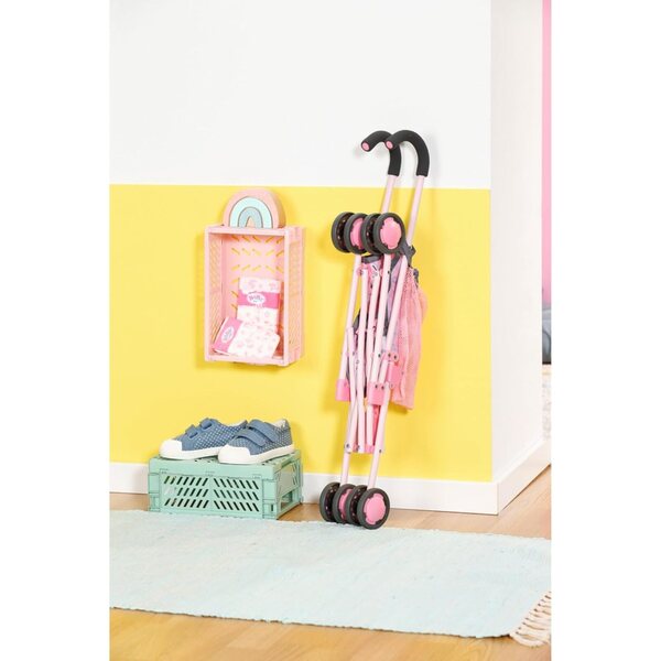 BABY born Pink faltbarer Kinderwagen mit Tasche für Puppen bis 43 cm – 3+ Jahre