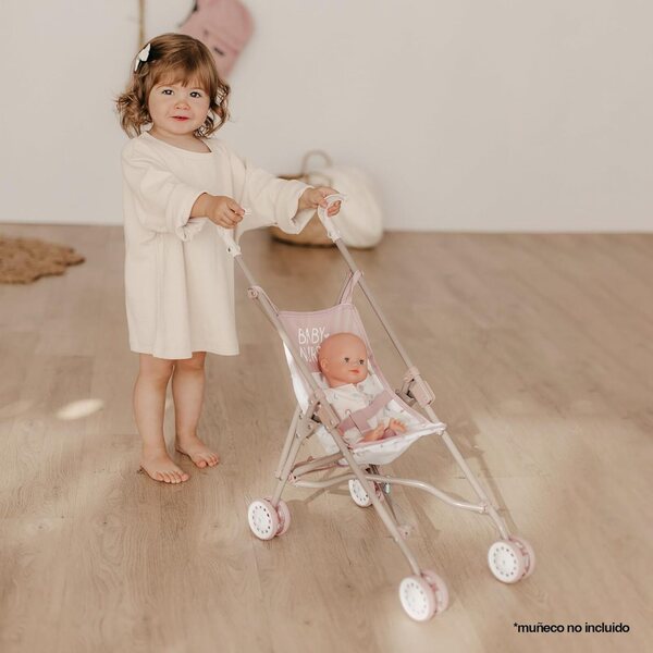 Baby Nurse Smoby Gehstock-Kinderwagen für Puppen bis 42 cm, leicht und faltbar
