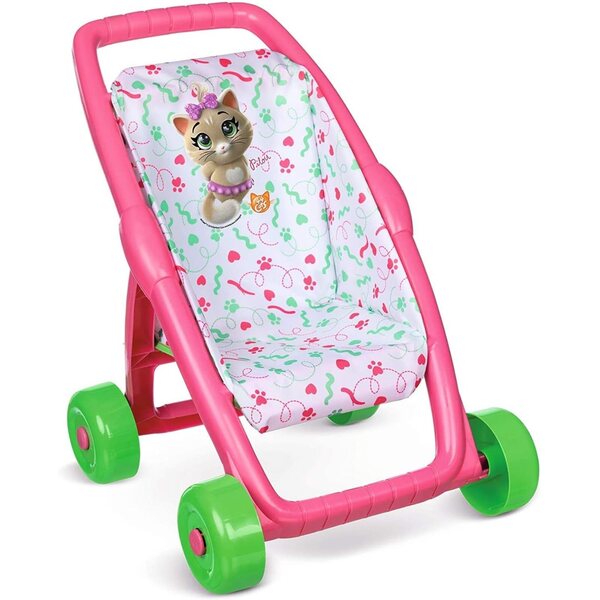Smoby 44 Gatti Primo Passeggino per Bambole con Manico Ergonomico e Seduta in Tessuto