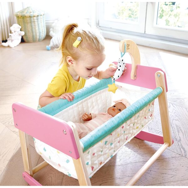 Hape Sweet Dreams – Holzwiege mit abnehmbarer Babywanne und Soundmobile