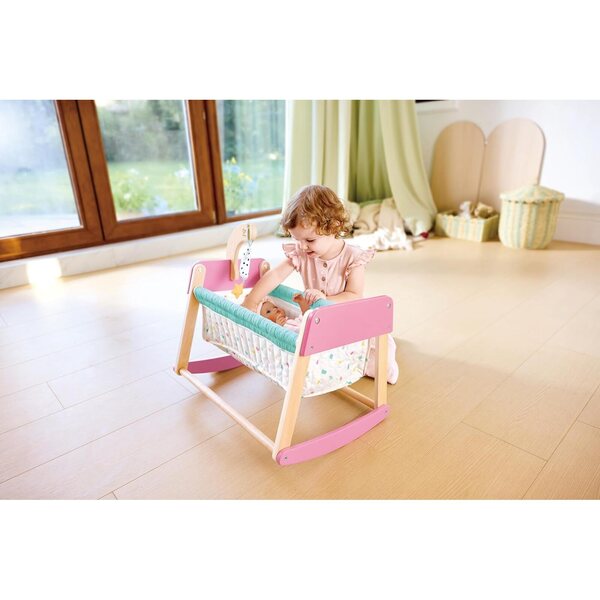 Hape Sweet Dreams – Holzwiege mit abnehmbarer Babywanne und Soundmobile