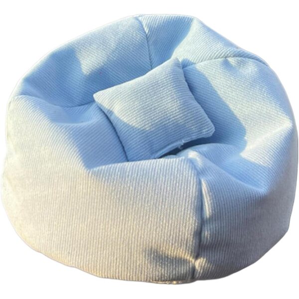 Mini-Sitzsack 15 cm für Stoffpuppen mit Kissen – Blau, Lila, Rosa