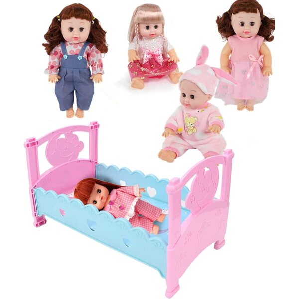 Bewinner Mini Culla per Bambole in Plastica Sicura e Durevole per Gioco Bambini