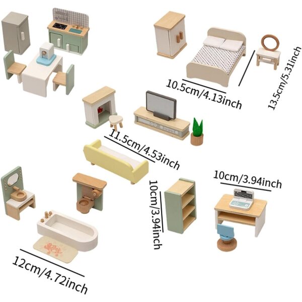 Puppenmöbel-Set aus Holz – realistisches und sicheres Spielzeug für Kinder
