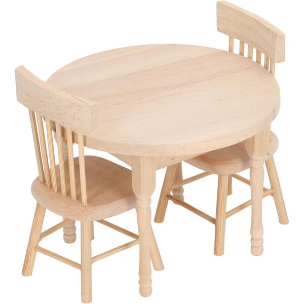 KKPLZZ Set da Pranzo per Casa delle Bambole in Legno di Betulla, Design Retrò Scala 1:12