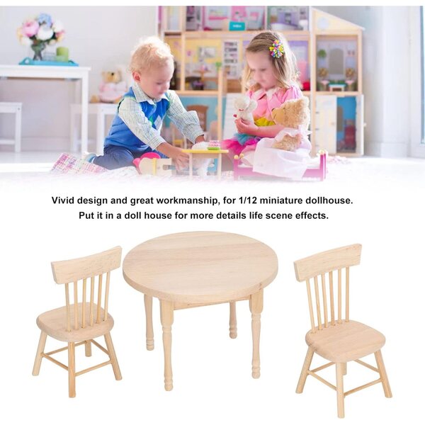 KKPLZZ Set da Pranzo per Casa delle Bambole in Legno di Betulla, Design Retrò Scala 1:12