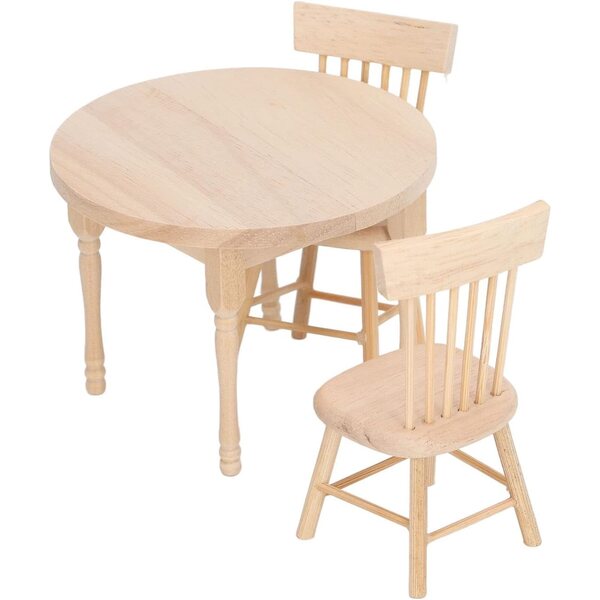 KKPLZZ Set da Pranzo per Casa delle Bambole in Legno di Betulla, Design Retrò Scala 1:12