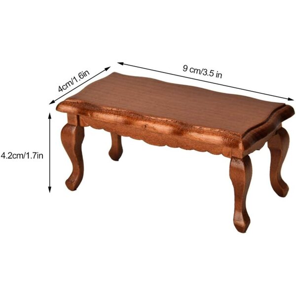 Couchtisch aus Holz für 1:12 Puppenhaus, sicheres und leichtes Vintage-Accessoire