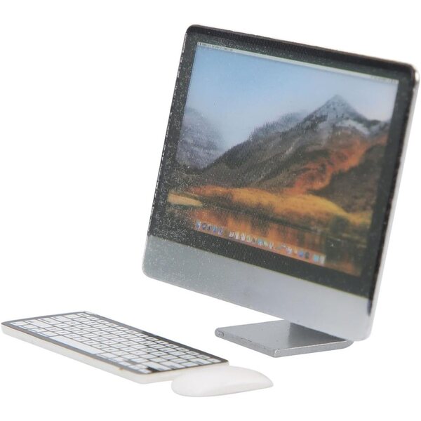 1/12 Puppenhaus-Computerset mit Miniaturmonitor, Tastatur und Maus
