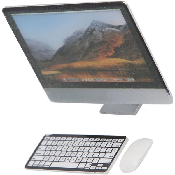 1/12 Puppenhaus-Computerset mit Miniaturmonitor, Tastatur und Maus