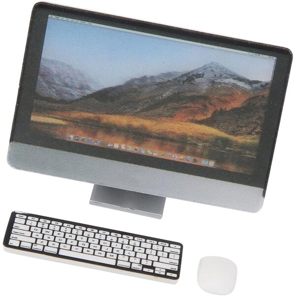 1/12 Puppenhaus-Computerset mit Miniaturmonitor, Tastatur und Maus