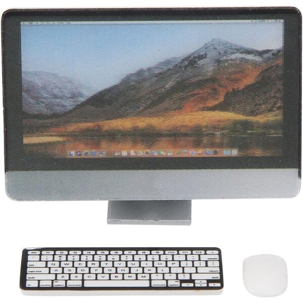 1/12 Puppenhaus-Computerset mit Miniaturmonitor, Tastatur und Maus