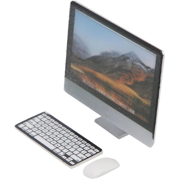 1/12 Puppenhaus-Computerset mit Miniaturmonitor, Tastatur und Maus