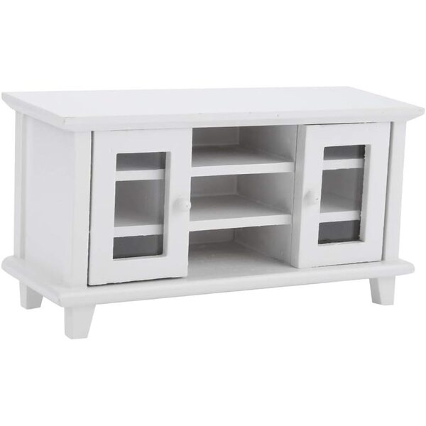 Mini Casa delle Bambole Mobile TV in Legno Scala 1:12, Bianco o Legno, Decorazione Soggiorno
