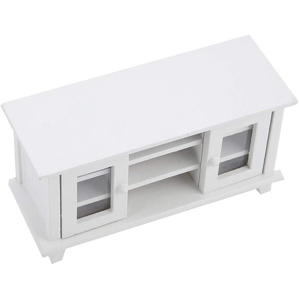 Mini Casa delle Bambole Mobile TV in Legno Scala 1:12, Bianco o Legno, Decorazione Soggiorno