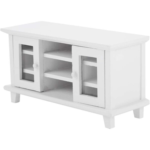 Mini Casa delle Bambole Mobile TV in Legno Scala 1:12, Bianco o Legno, Decorazione Soggiorno