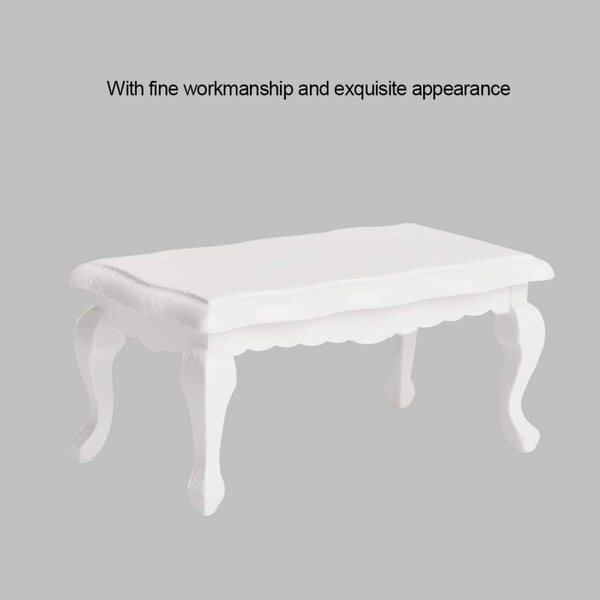 Hyuduo Tavolino Miniatura in Legno Bianco per Casa delle Bambole Scala 1/12