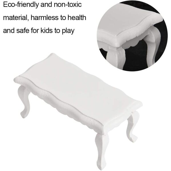 Hyuduo Tavolino Miniatura in Legno Bianco per Casa delle Bambole Scala 1/12
