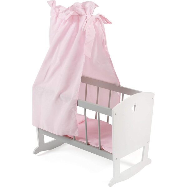 Bayer Chic 2000 Culla per bambole fino a 46 cm con biancheria e baldacchino grigia