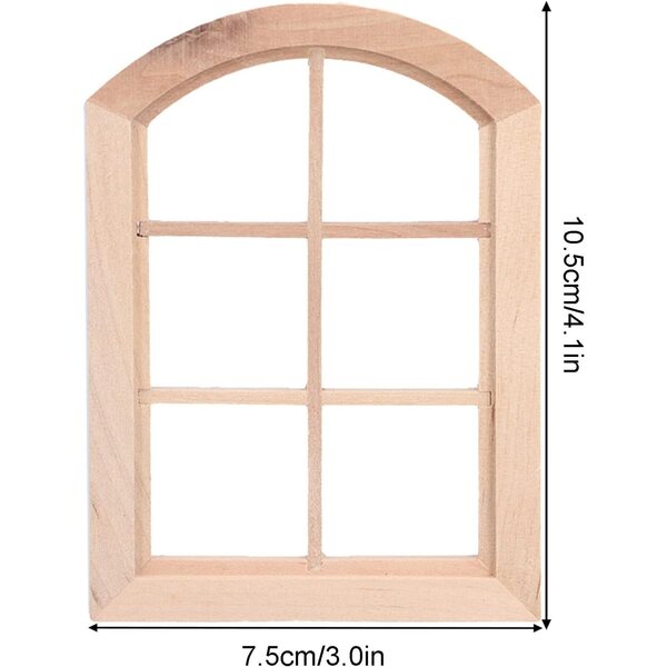 Mini-Fenster aus Birkenholz für DIY-Puppenhaus, 10,4 x 7,6 cm