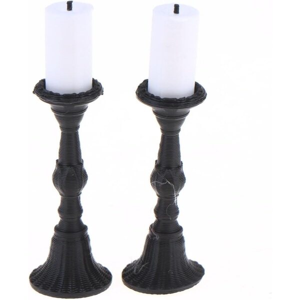Set 2 portacandele miniatura stile retrò con 2 candele per casa delle bambole 1:12