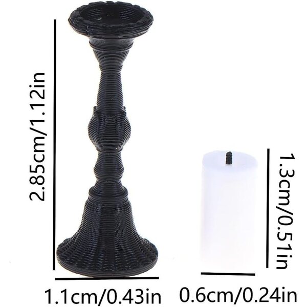 Set 2 portacandele miniatura stile retrò con 2 candele per casa delle bambole 1:12