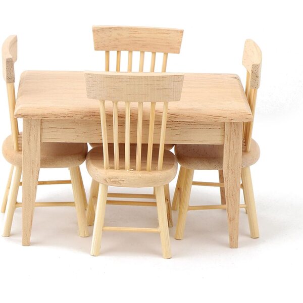 FTVOGUE Miniatur-Schreibtisch- und Stuhl-Set aus Holz für Puppenhaus 1/12