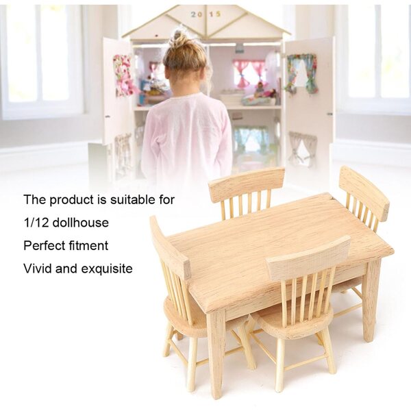 FTVOGUE Miniatur-Schreibtisch- und Stuhl-Set aus Holz für Puppenhaus 1/12