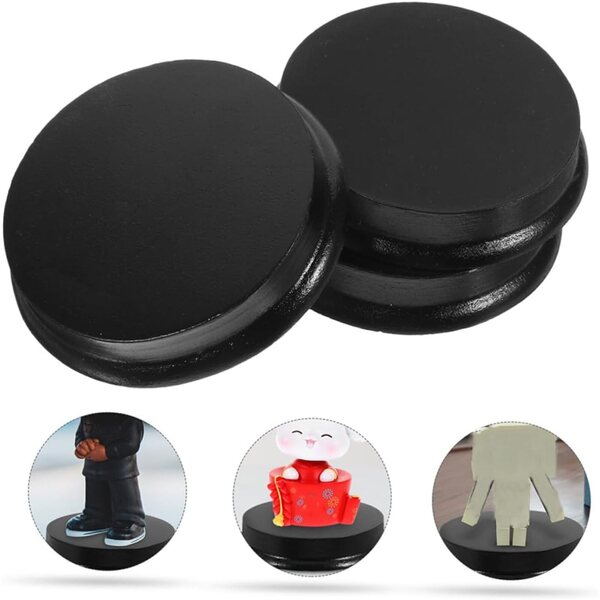Basi in Legno Nere 10 cm per Mini Bambole e Action Figure - Set da 3 Pezzi