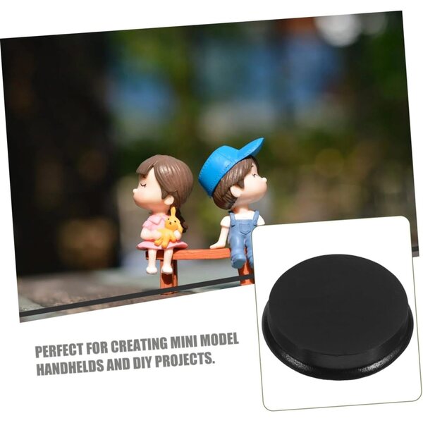 SAFIGLE basi rotonde in legno nere per mini bambole e figure, set 3 pezzi 10x10 cm