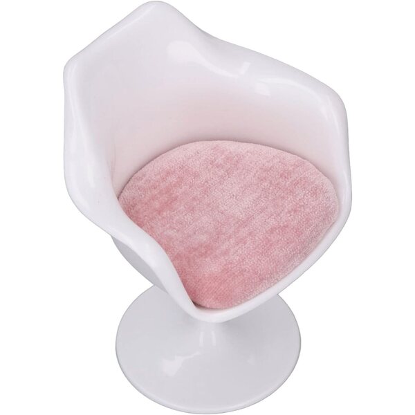Sedia da Ufficio Girevole Bianco Rosa per Casa delle Bambole 1:6 in ABS, Elegante e Realistica