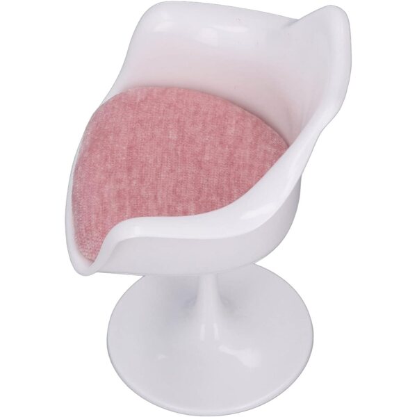 Sedia da Ufficio Girevole Bianco Rosa per Casa delle Bambole 1:6 in ABS, Elegante e Realistica