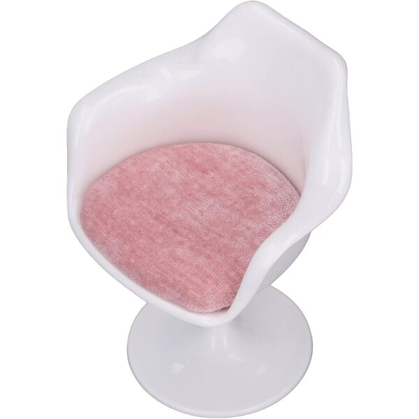 Sedia da Ufficio Girevole Bianco Rosa per Casa delle Bambole 1:6 in ABS, Elegante e Realistica