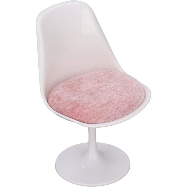 Matybobe Sedia da Ufficio 1:6 per Casa delle Bambole in ABS Bianco Rosa Senza Braccioli