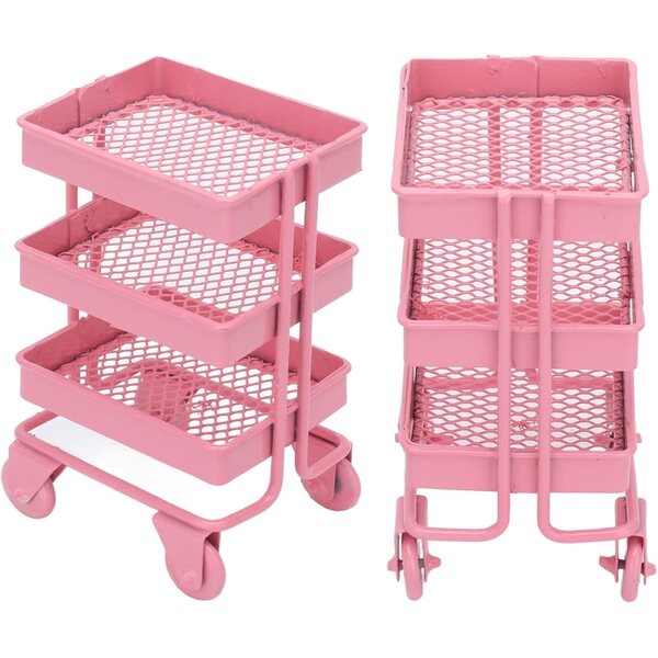Mini Carretto in Metallo 1:12 per Casa delle Bambole, Espositore 3 Livelli Portatile